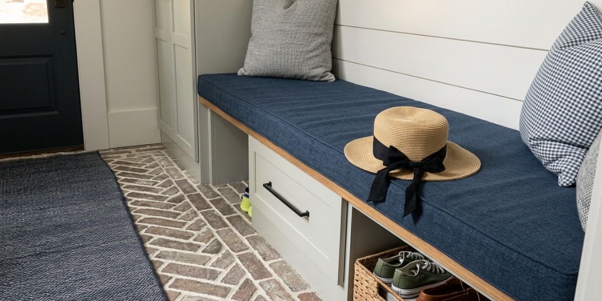 Perfect Mud Room Bench Cushion in Sunbrella Blend Indigo