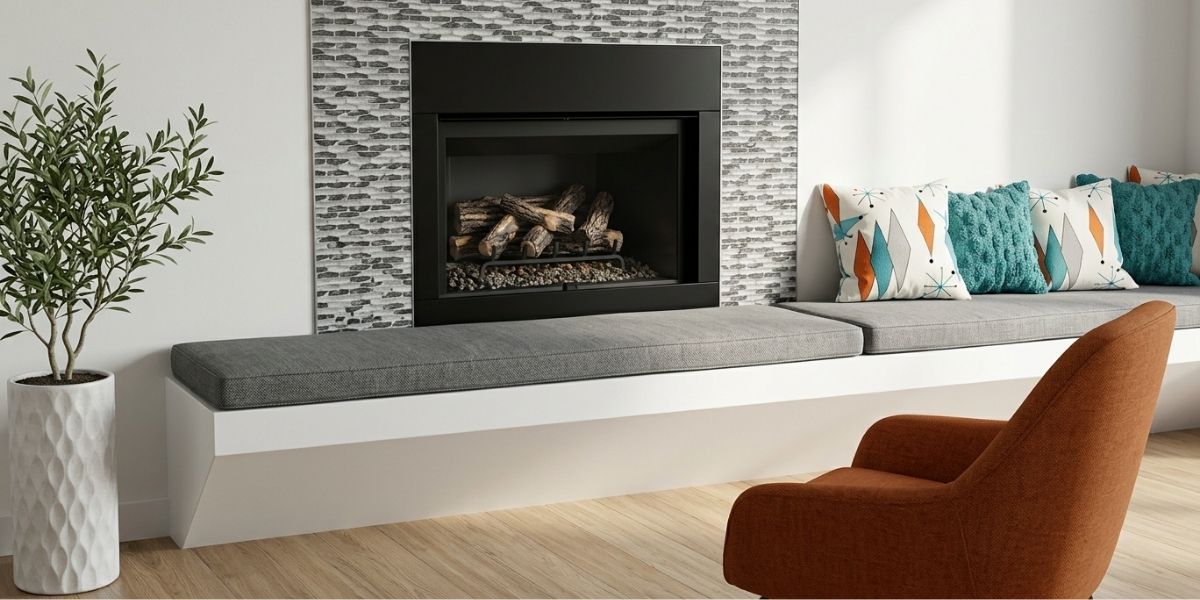 Sunbrella Canvas Granite Bench Cushions Enhance Midcentury Modern