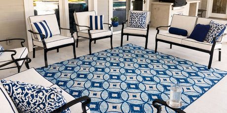 Bold Blue and White Sunbrella Cushion Makeover Earns House Favorite Vote