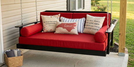 Sunbrella Canvas Jockey Red Adds Welcome Color to This Neutral Patio