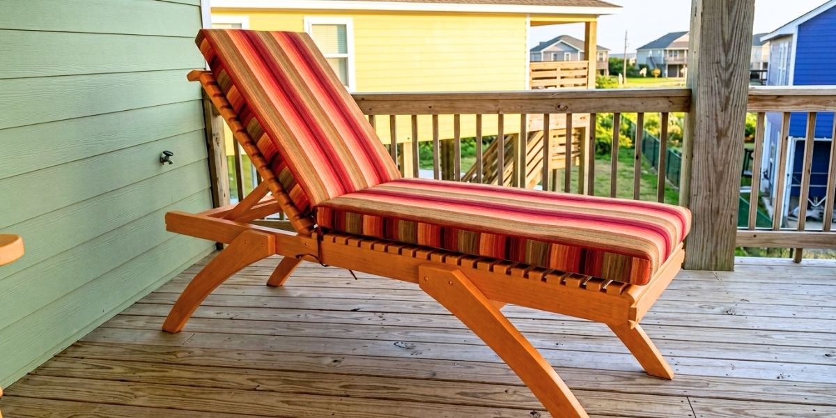 Bright Striped Sunbrella Cushions Add Comfort to Chaise Lounge