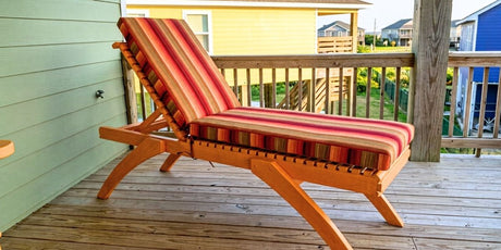 Bright Striped Sunbrella Cushions Add Comfort to Chaise Lounge