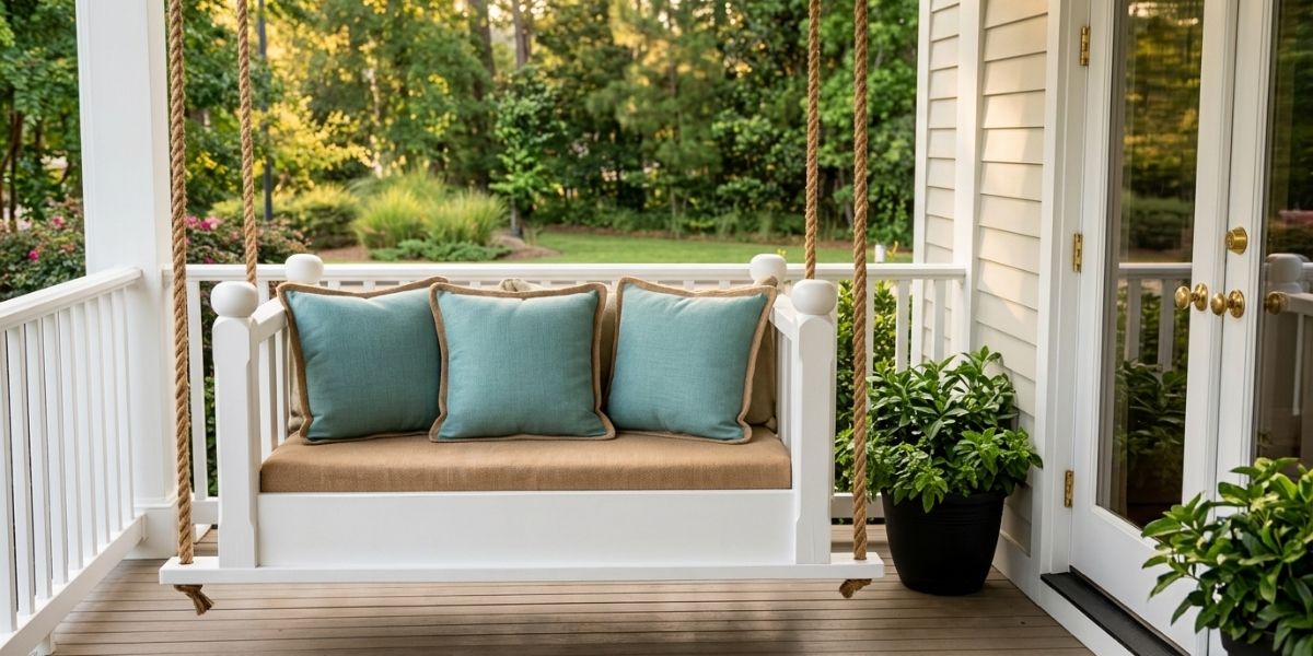 Textured Tweed Cushions Dress Up Porch Swing Daybed and Rocker