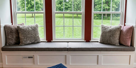 Neutral Window Seat Cushions Make a Big Impact in Sunbrella Action Taupe