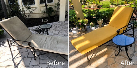 Sunny Yellow Sunbrella Chaise Lounge Cushions Freshen Courtyard