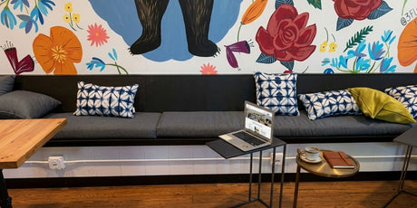 Trio of Matching Sunbrella Bench Cushions Make Work a Little More Fun