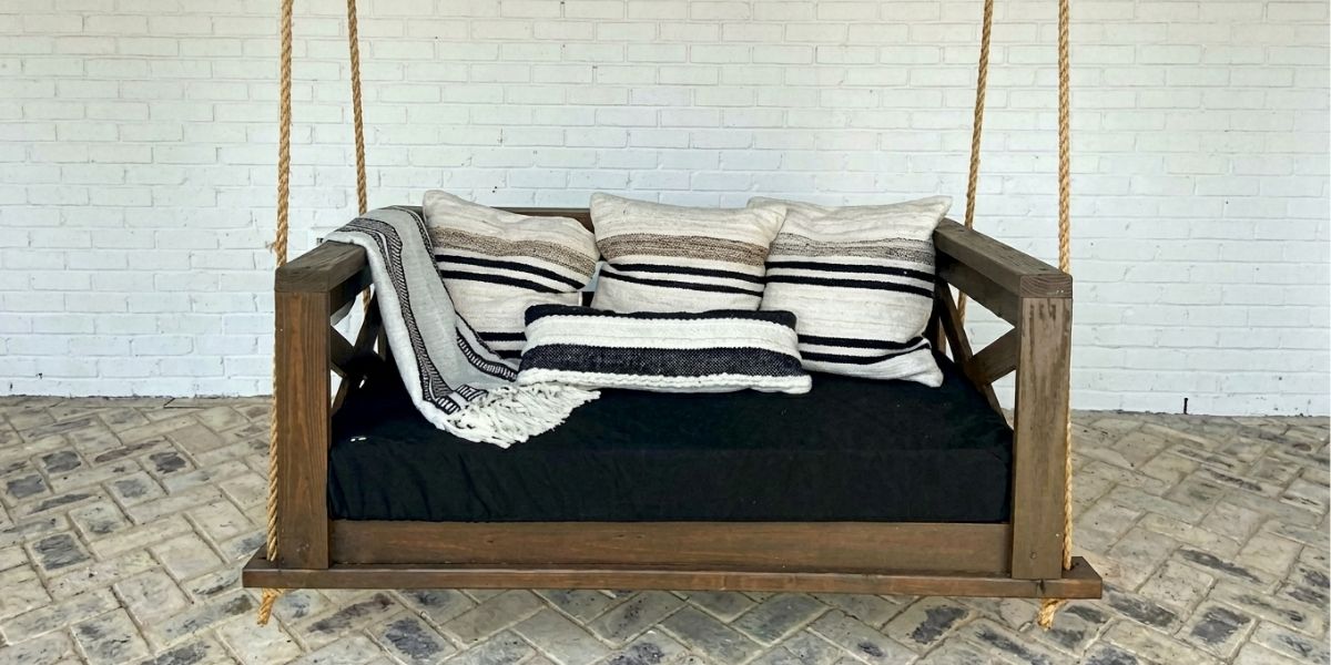 Classic Black Daybed Cushion Cover Anchors Rustic Porch Swing