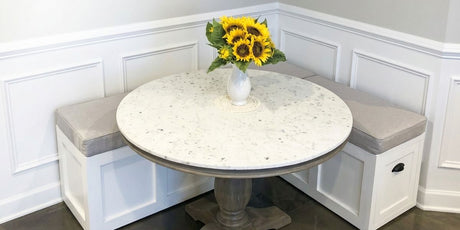 Breakfast Nook is Epitome of Sophistication with Cushions in Sunbrella Blend Linen