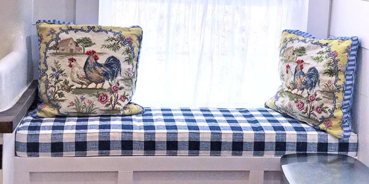 Buffalo Plaid Keeps the Country in This Kitchen Window Seat Cushion - Patio Lane
