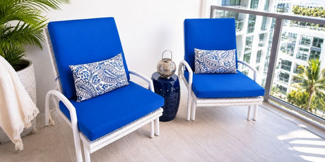 Condo Balcony Goes Vibrant With Sunbrella Canvas Pacific Blue