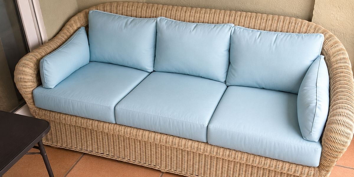 New Sunbrella Dupione Celeste Cushions Renew Wicker Patio Furniture