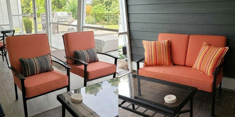 Outdoor Living Room Transformed with Festive Colors by Sunbrella - Patio Lane
