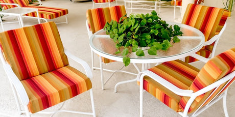 Patio Set Receives Bright Upgrade Thanks to Sunbrella Astoria Sunset and Dri-Fast Foam Cushions