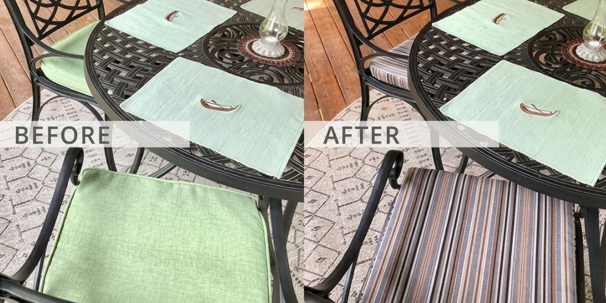 Rounded-Back Chair Cushions Complete the Look with Sunbrella Cultivate Stone - Patio Lane