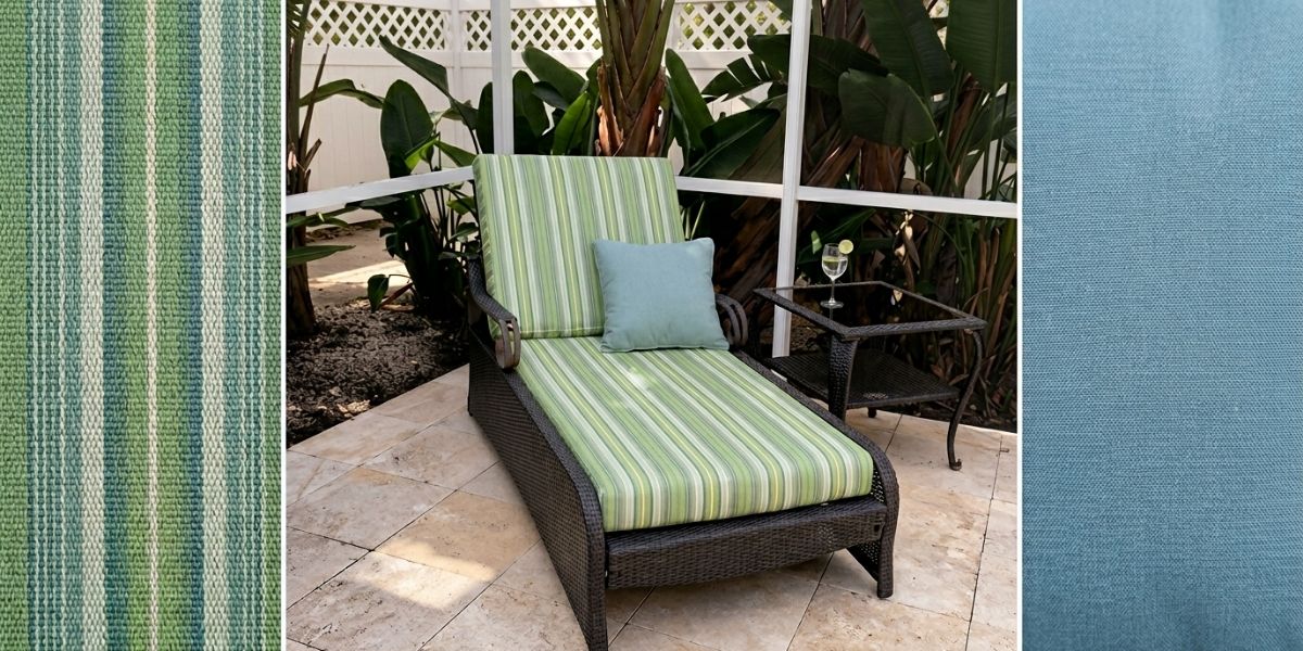 Sunbrella Foster Surfside Chaise Cushion Triumphs Over the Elements