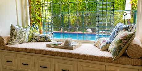 Sunbrella Fretwork Cameo Extra-Long Cushion Complements Amazing Window