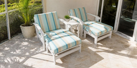 Sunbrella Gateway Mist Replacement Cushions Bring Soothing Coastal Tones to Pool Deck