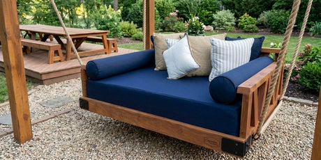 With Sunbrella Canvas Navy, This Patio Is The Perfect Spot to Hang Out Every Season - Patio Lane