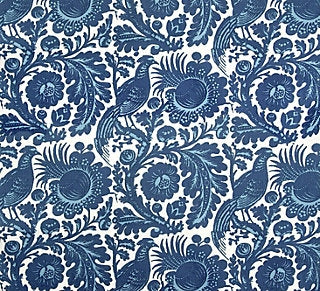 Scalamandre Spoleto Light and Dark Blue On White SC 000136389 Upholstery Fabric