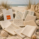 Sand Washed neutral outdoor fabric sample pack featuring cream, sand, linen and soft ash fabric swatches