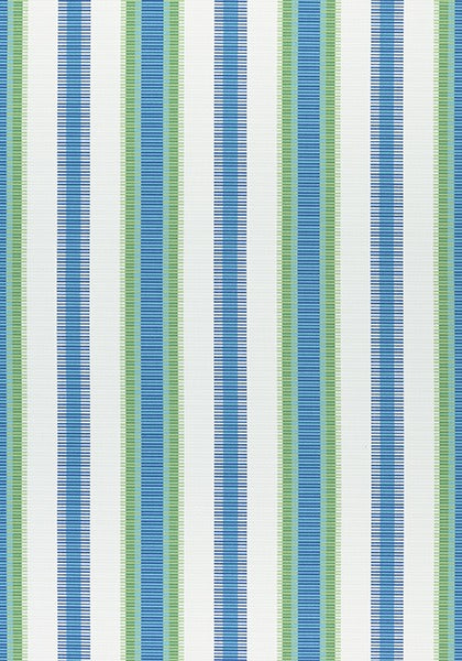 Thibaut Samba Stripe Royal Blue and Green W74670 Festival Collection Upholstery Fabric
