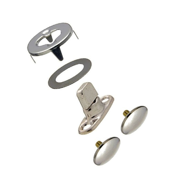 Common Sense Turn Button Fastener Set - Cloth - to - Cloth (Nickel - Plated Brass) 0.68 inch Turn Button