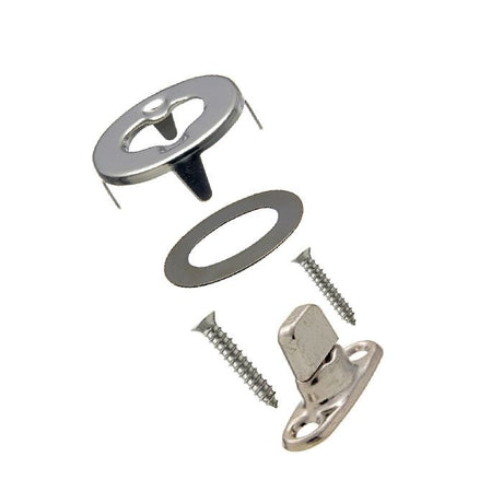 Common Sense Turn Button Fastener Set - Cloth - to - Surface (Nickel - Plated Brass) - (Screws are included)