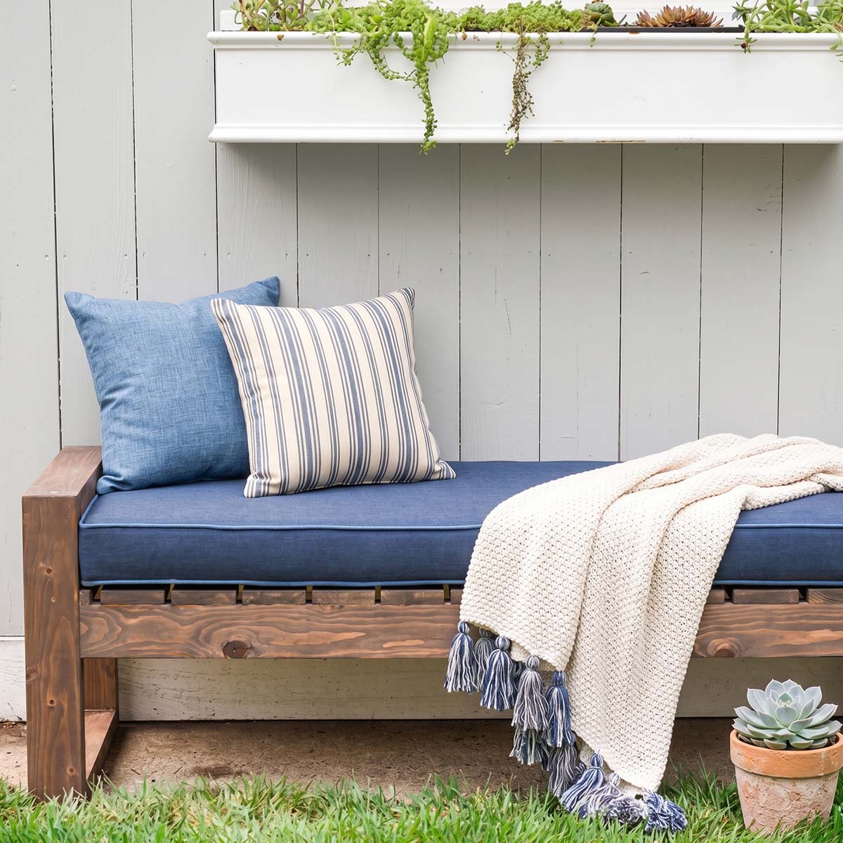 Custom cushion for outdoor patio bench