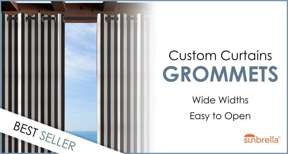 Custom Size Indoor/Outdoor Sunbrella Drapery Curtains with Grommets - Patio Lane