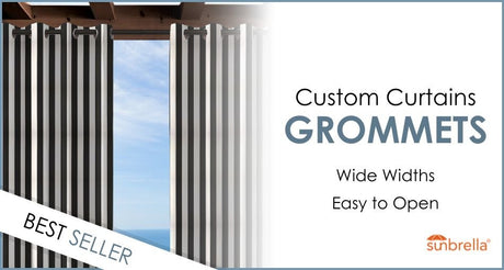 Custom Size Indoor/Outdoor Sunbrella Drapery Curtains with Grommets - Patio Lane