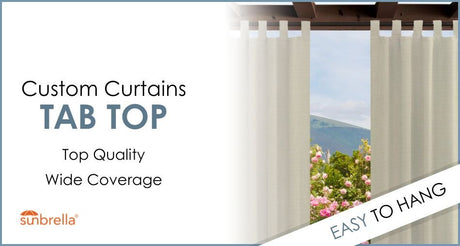 Custom Size Indoor/Outdoor Sunbrella Drapery Curtains with Tab Tops - Patio Lane