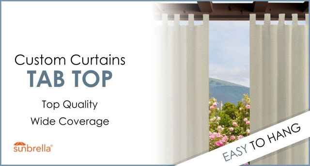 Custom Size Indoor/Outdoor Sunbrella Drapery Curtains with Tab Tops - Patio Lane
