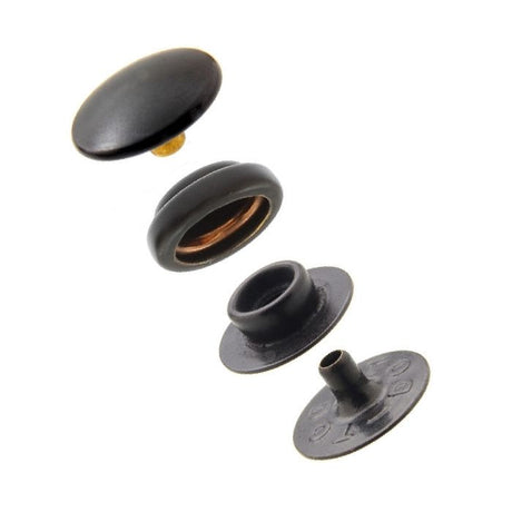 DOT Baby Durable Snap Fastener Set - Cloth - to - Cloth (Matte Black) 0.179 inch Post