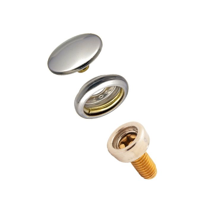 DOT Durable Snap Fastener Set - Cloth - to - Surface (Nickel - Plated Brass) 5/8 inch Screw Stud