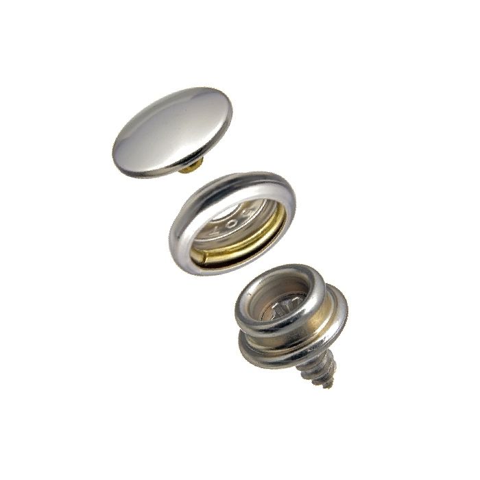 DOT Durable Snap Fastener Set - Cloth - to - Surface (Nickel - Plated Brass / Stainless Steel)
