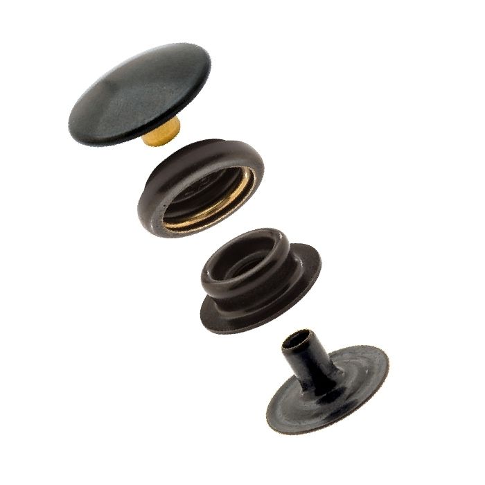 DOT Durable Snap Fastener Set - Cloth - to - Cloth (Government Black Brass)