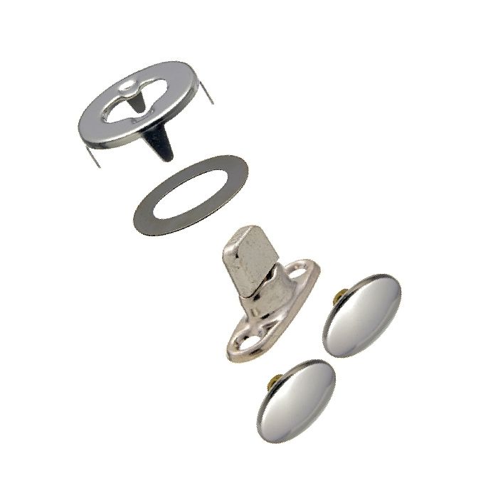 DOT Durable Turn Button Fastener Set - Cloth - to - Cloth (Nickel - Plated Brass)