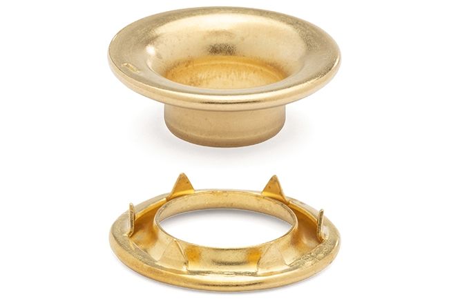 DOT Rolled Rim Grommet with Spur Washer #1 (20-007R150001XG) Bright Brass 13/32 inch 1-gross