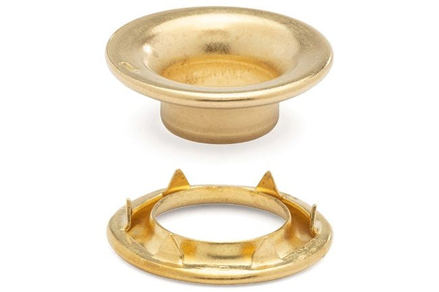 DOT Rolled Rim Grommet with Spur Washer #1 (20-007R150001XG) Bright Brass 13/32 inch 1-gross