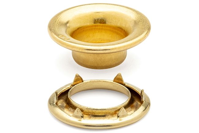 DOT Rolled Rim Grommet with Spur Washer #2 (20-007R250001XG) Bright Brass 7/16 inch 1-gross