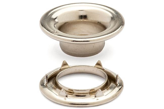 DOT Rolled Rim Grommet with Spur Washer #2 (20-007R251831XG) Nickel-Plated Brass 7/16 inch 1-gross