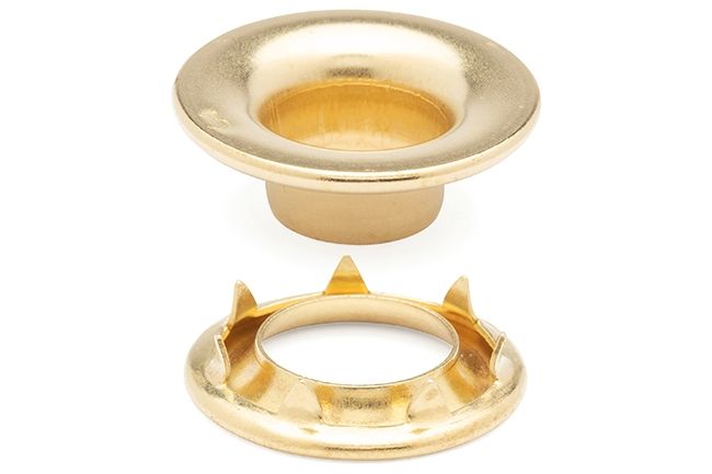 DOT Rolled Rim Grommet with Spur Washer #3 (20-007R350001XG) Bright Brass 15/32 inch 1-gross
