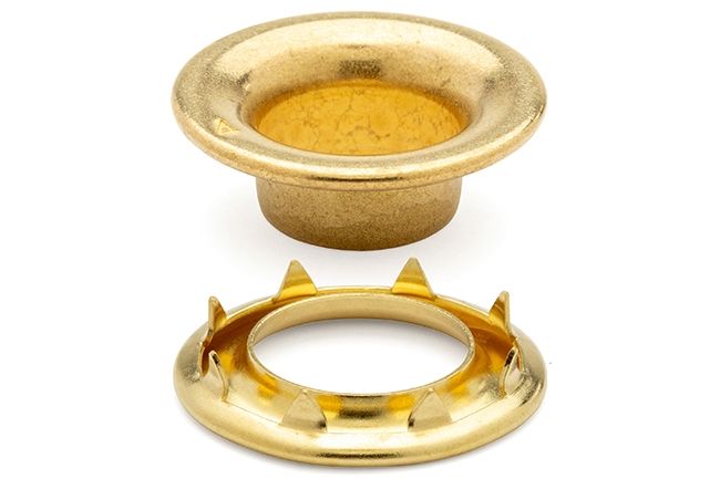 DOT Rolled Rim Grommet with Spur Washer #4 (20-007R450001XG) Bright Brass 9/16 inch 1-gross