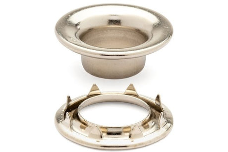 DOT Rolled Rim Grommet with Spur Washer #4 (20-007R451831XG) Nickel-Plated Brass 9/16 inch 1-gross