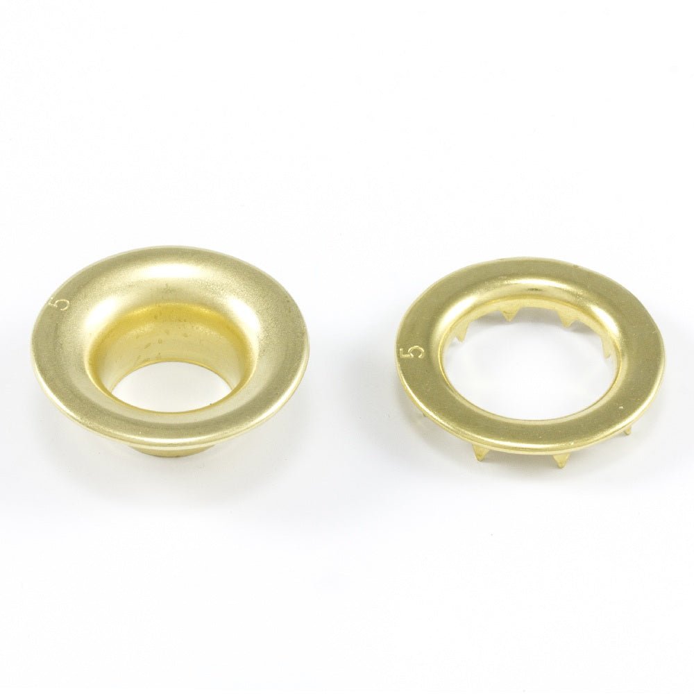 DOT Rolled Rim Grommet with Spur Washer #5 (20-M07R550001TXG) Bright Brass 5/8 inch 1-gross