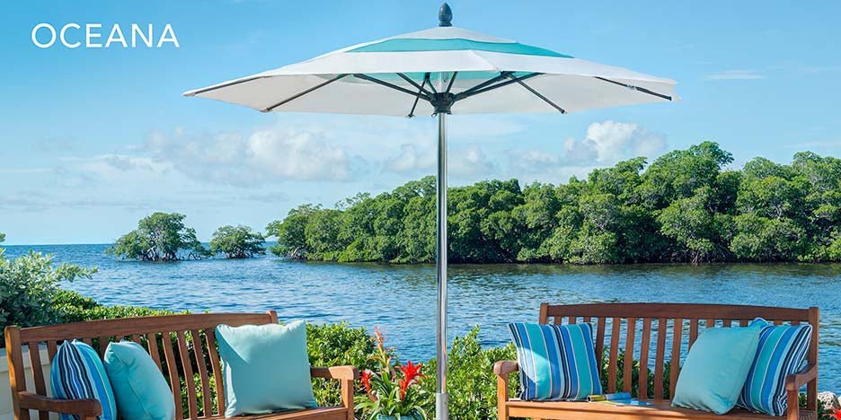 Fiberbuilt 10ft Square Oceana Umbrella With Sunbrella Fabric