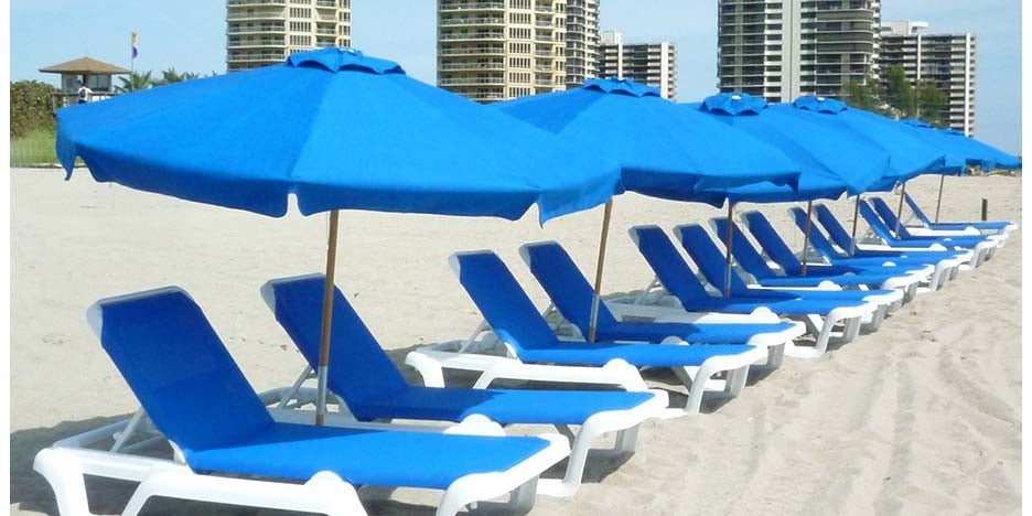Fiberbuilt 7.5ft Beach Hexagon Umbrella - Natural Ash Push Up Lift Pole With Sunbrella Fabric
