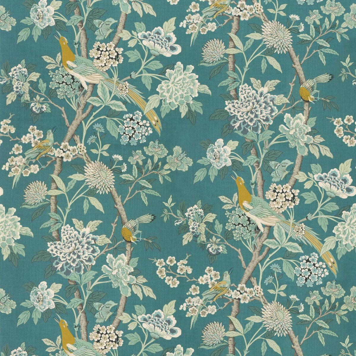 GP And J Baker Hydrangea Bird Teal Bp10851-5 Chifu Collection Multipurpose Fabric