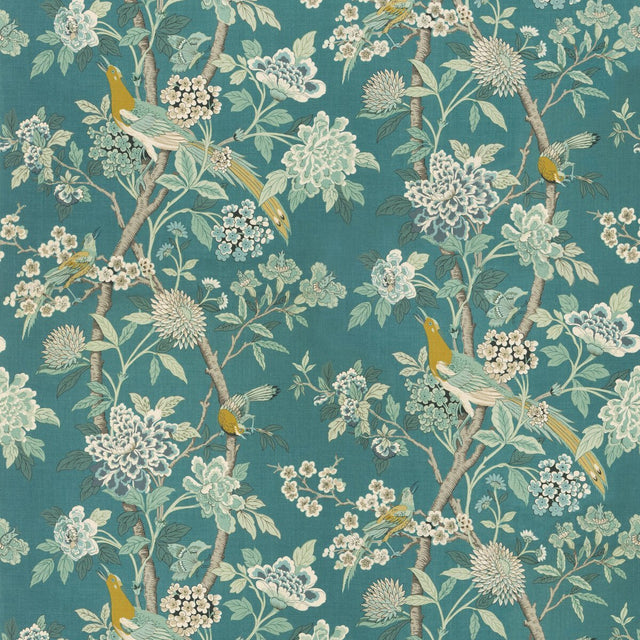 GP And J Baker Hydrangea Bird Teal Bp10851-5 Chifu Collection Multipurpose Fabric