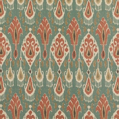 GP And J Baker Ikat Bokhara Teal BP10853-3 Chifu Collection Multipurpose Fabric